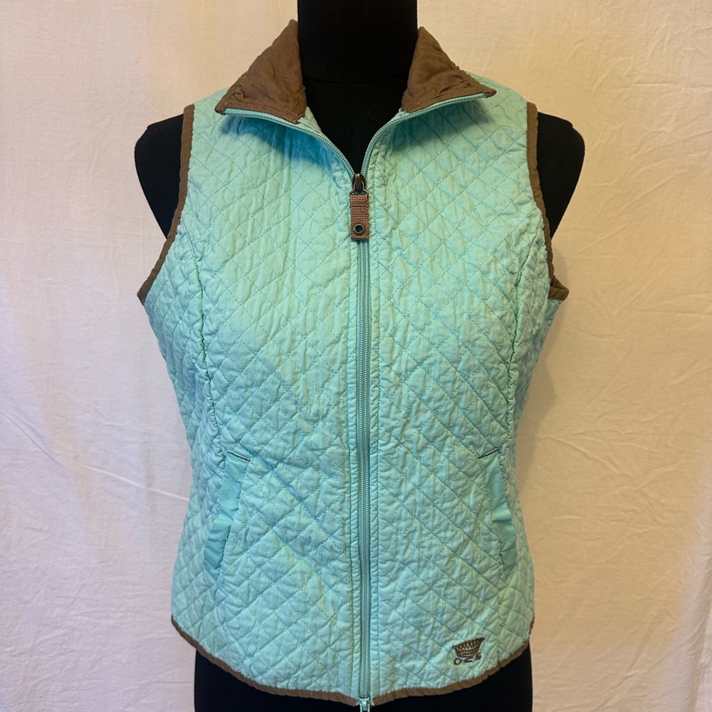Vintage‎ Oleg Cassini Sport Quilted Vest Blue Zip Up Preppy Size Small